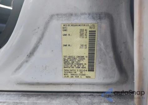 2014 Nissan Altima 2.5 S z USA, uszkodzony, nr VIN 1N4AL3AP2EC118104